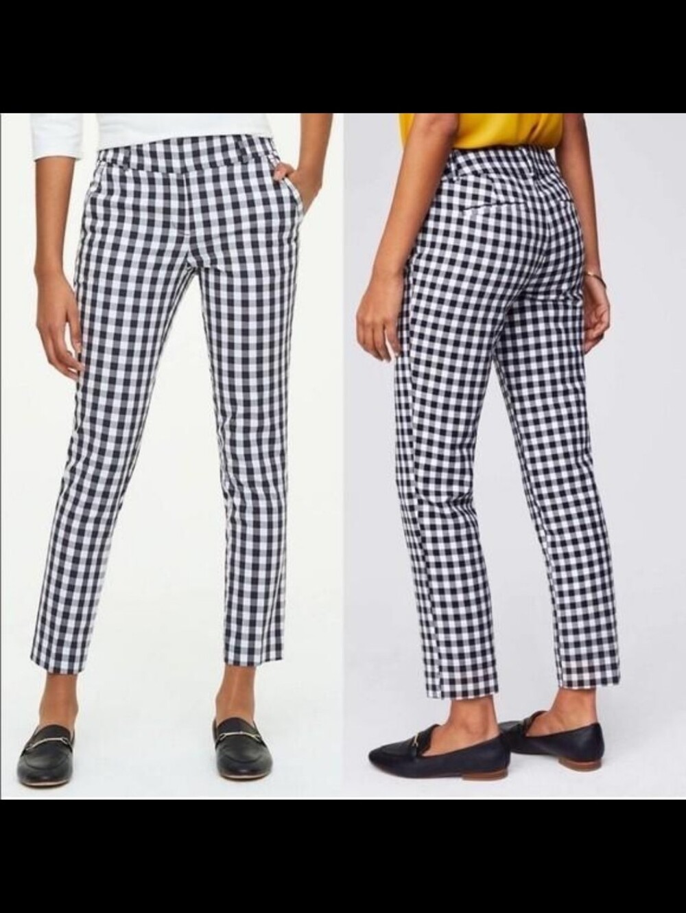 LOFT Black and White Gingham Pants